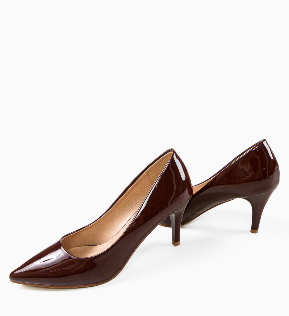 Pantofi Plevna Maro Eleganți cu Toc - imagine 7