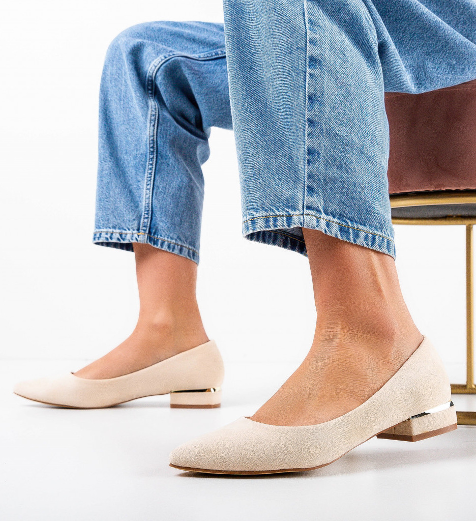 Pantofi dama Bej cu toc elegant și confortabil - imagine 3