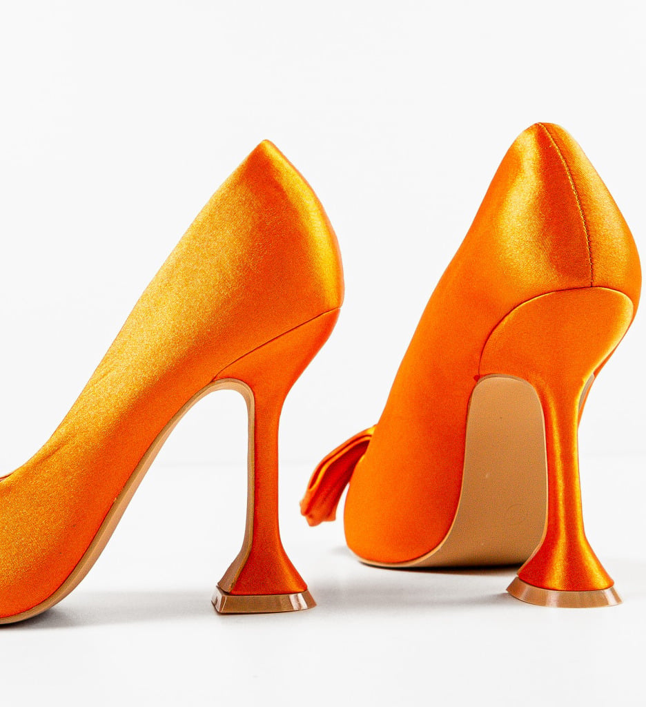 Pantofi Searle Portocalii cu Toc Eleganți - imagine 7