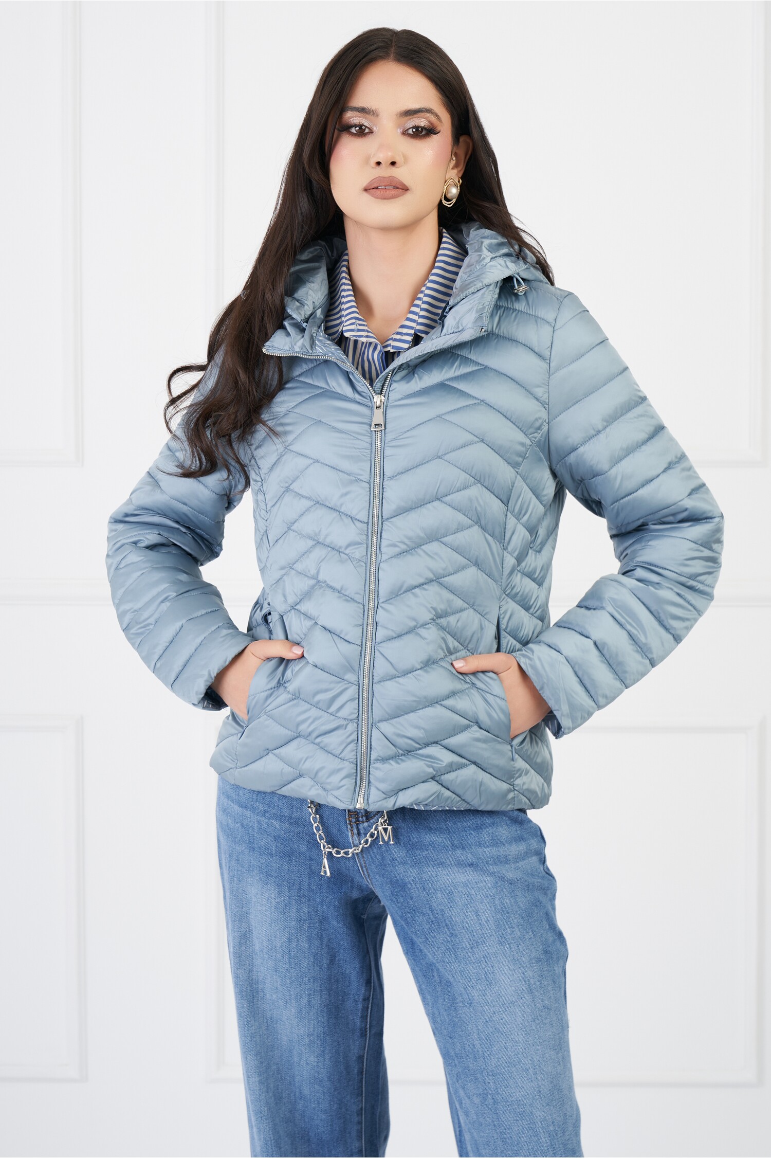 Geaca Dama Matlasata cu Gluga Detasabila