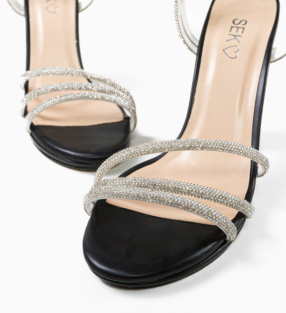 Sandale Dama Gynnos Negre cu Toc Elegante - imagine 6