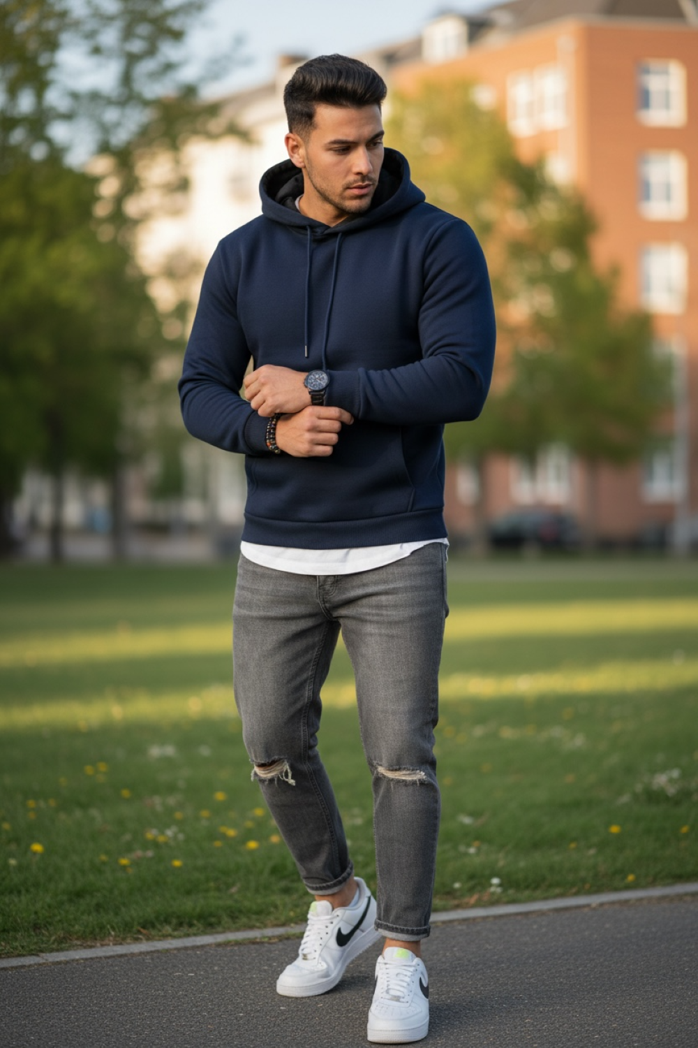 Hanorac Barbati Slim Fit Bleumarin - Design Modern