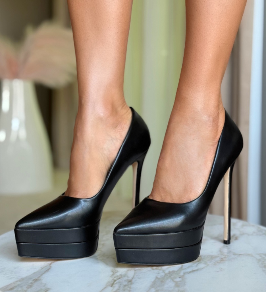 Pantofi Toc Eleganți Heath Negri - imagine 2