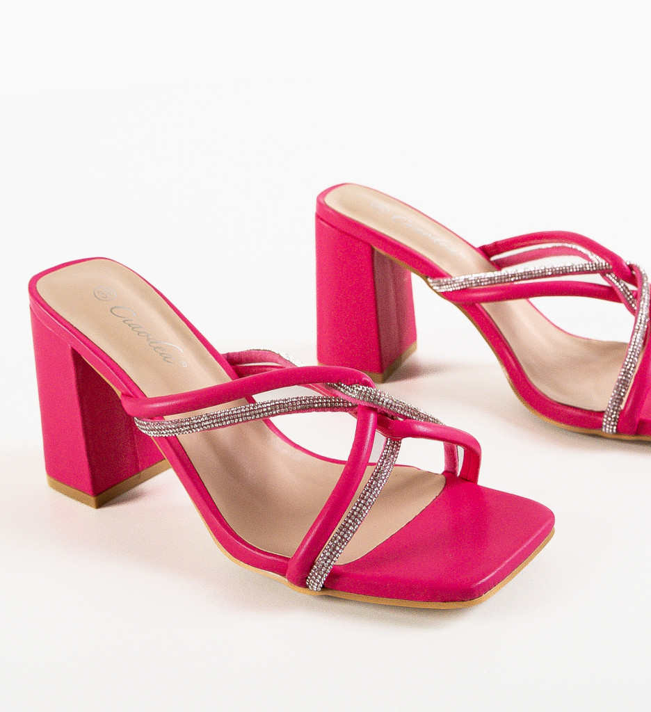 Saboti Dama Fuchsia cu Toc Eleganți - imagine 7