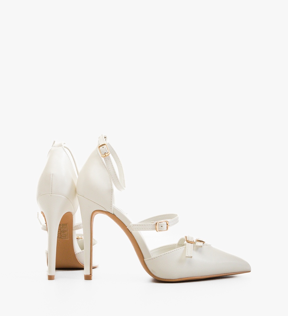 Pantofi Dama Cobb Albi cu Toc Eleganți - imagine 9