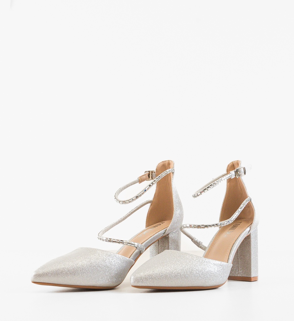 Pantofi cu Toc Kudia Argintii Eleganți - imagine 5