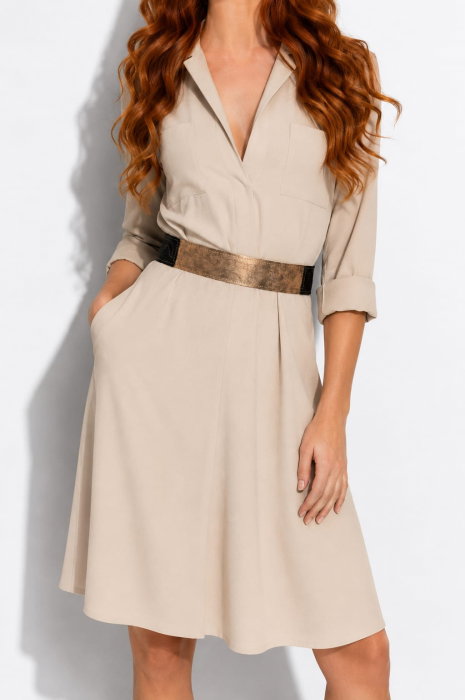 Centura handmade din piele naturala aurie si neagra