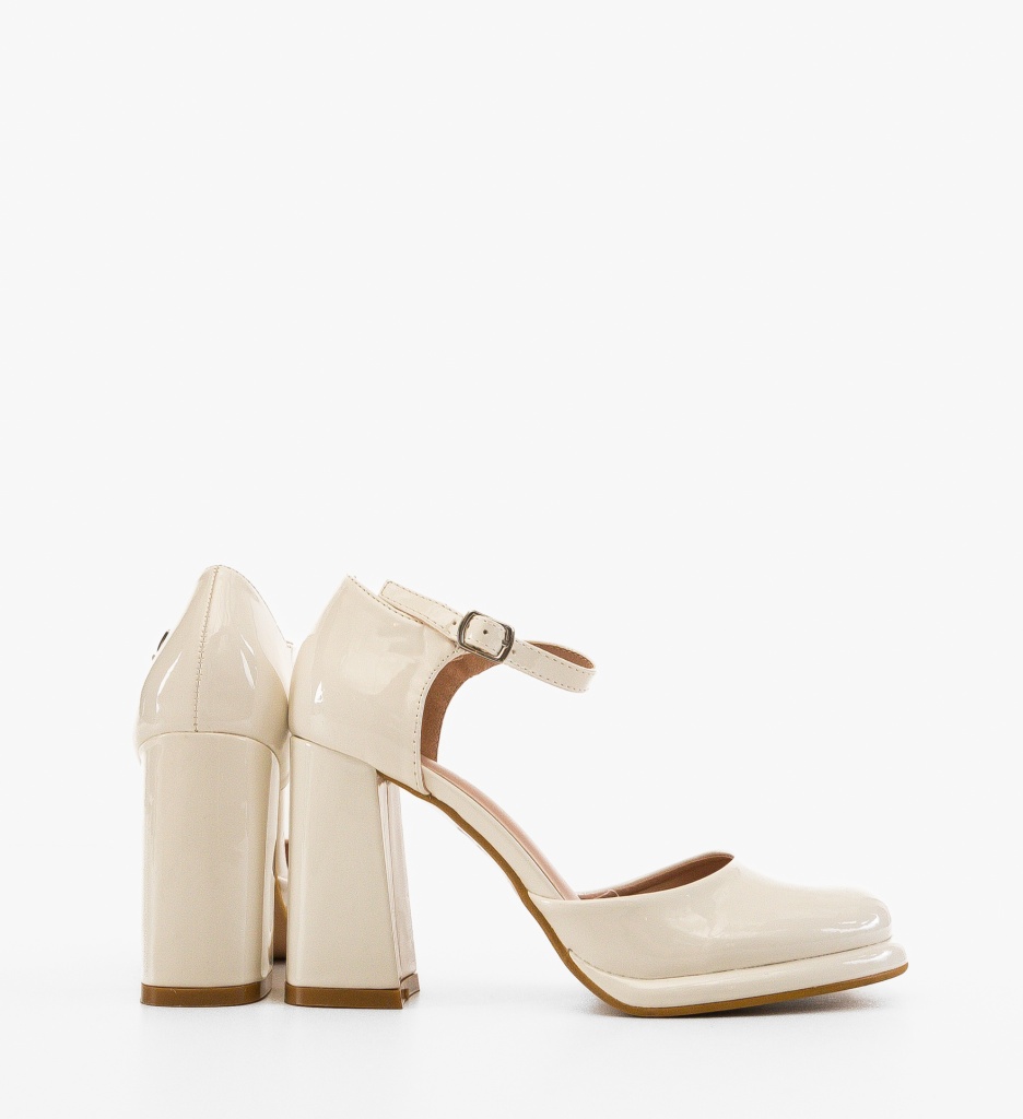 Pantofi Frazer Albi Eleganți cu Toc - imagine 3
