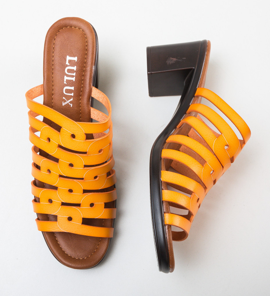 Sandale Stroben Galbene cu Toc Elegant - imagine 8