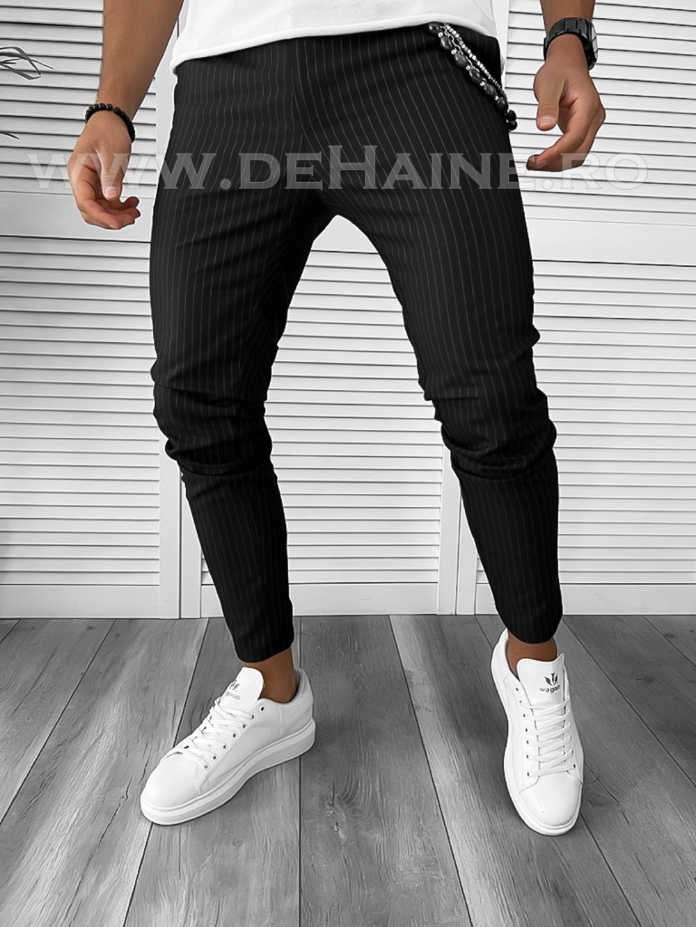 Pantaloni Casual Negri Bumbac 100% Regular Fit