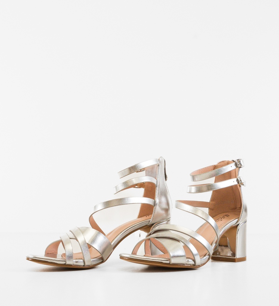 Sandale Norad Argintii cu Toc Elegant - imagine 4