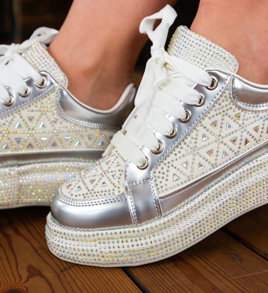 Sneakers Dama Trente Argintii | Sport & Eleganta - imagine 5