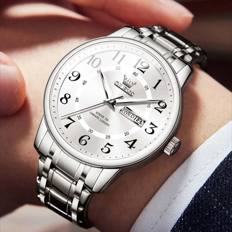 Ceas Olevs CS1584 Argintiu Elegant Barbatesc - imagine 2