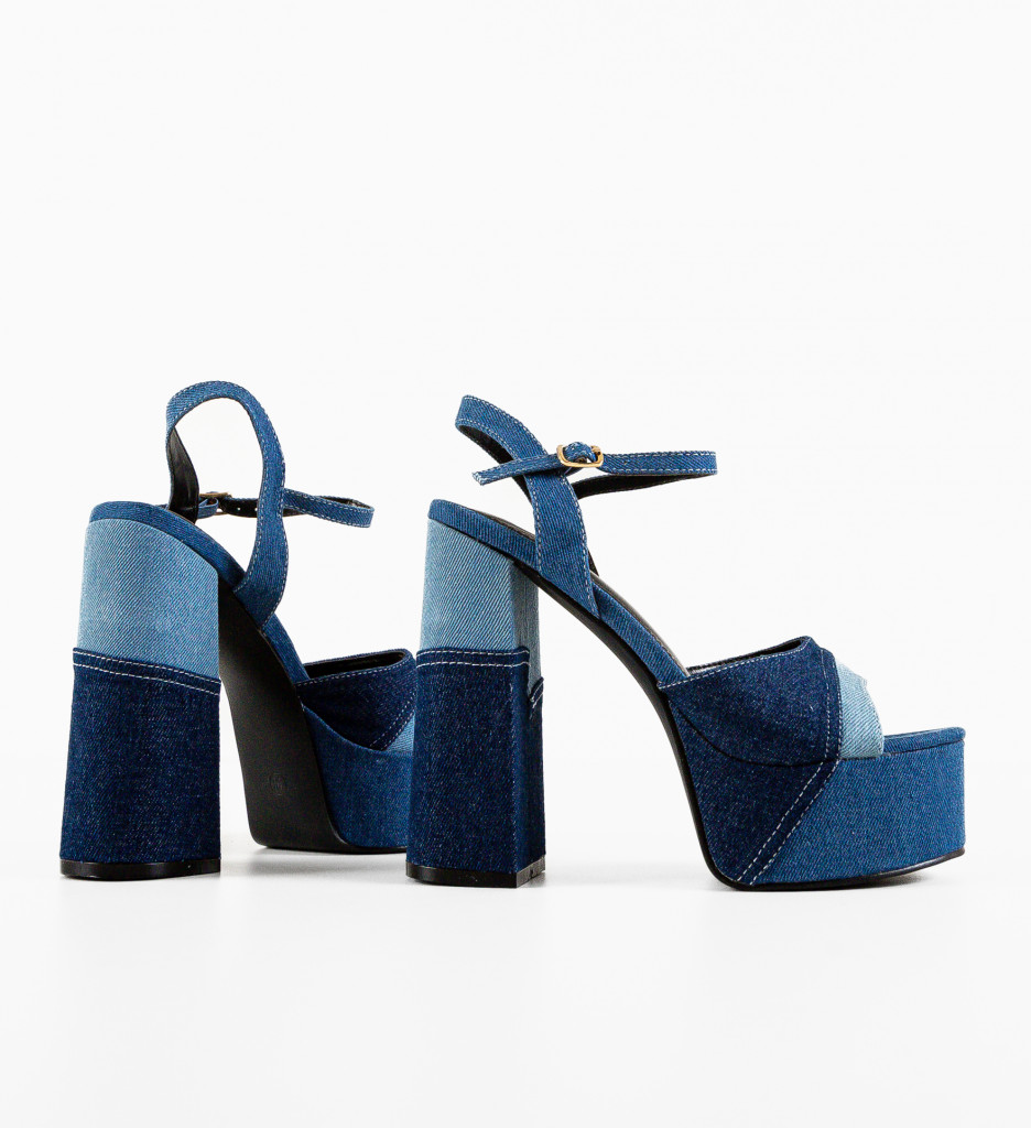 Sandale Myrat Albastre Elegante cu Toc - imagine 4