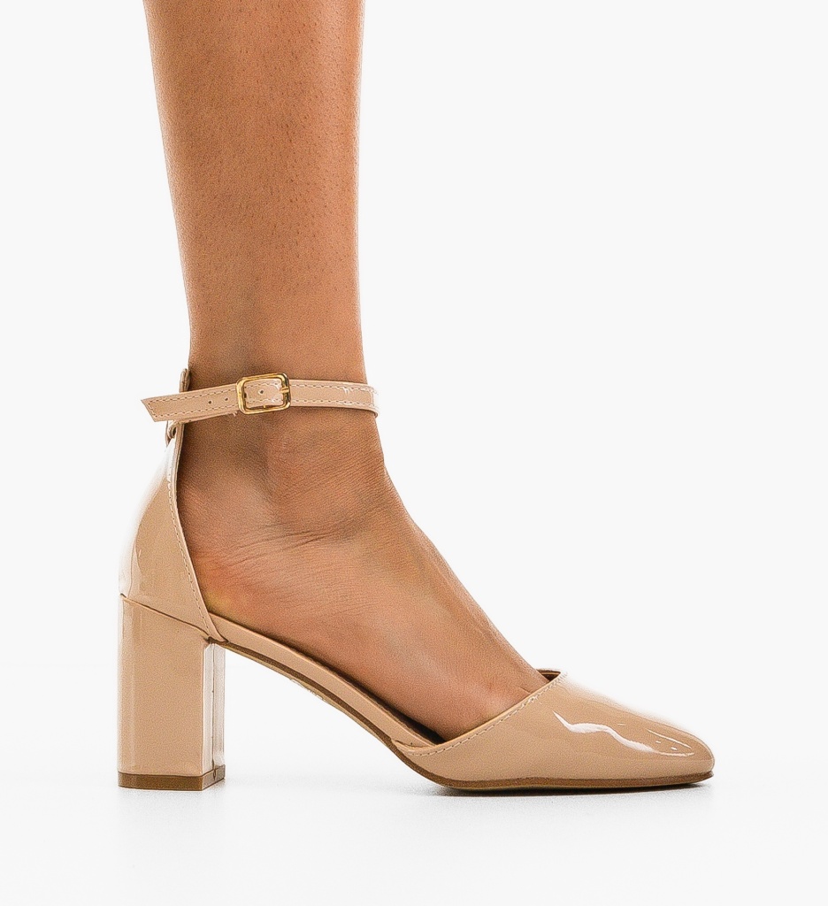 Pantofi Dama Peppre Bej cu Toc Eleganți - imagine 2