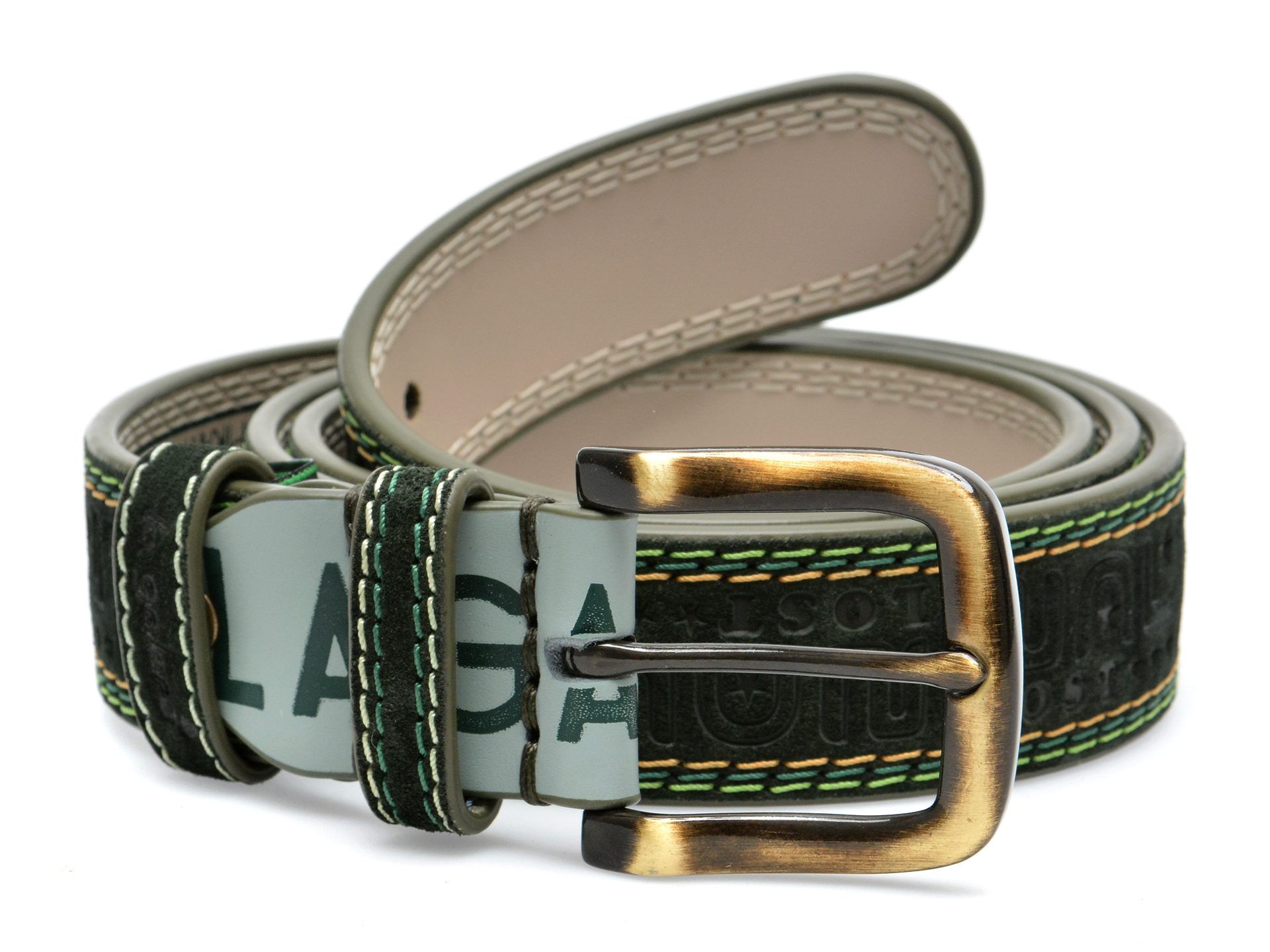 Curea La Galere Piele Întoarsă Kaki | Eleganță