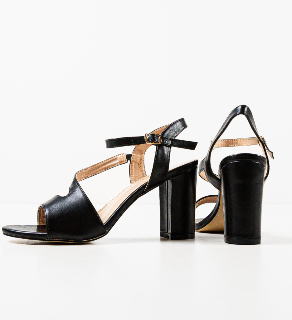 Sandale Dama Biniz Negri cu Toc Elegant - imagine 6