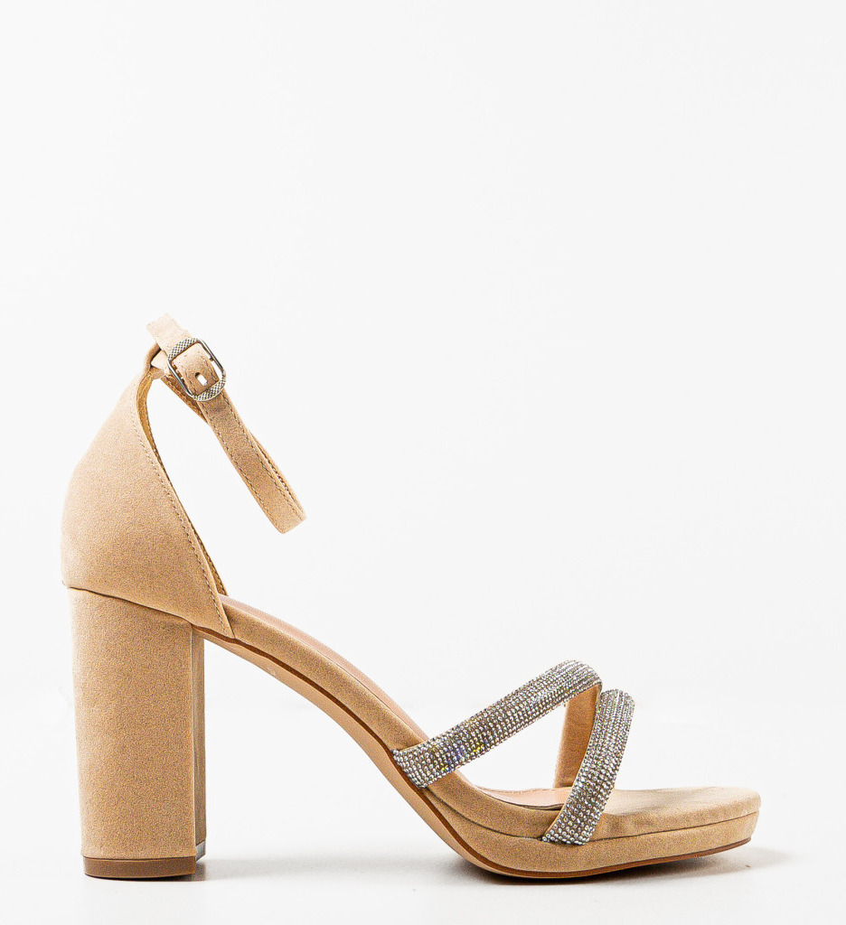 Sandale Carter Bej Elegante cu Toc - imagine 5
