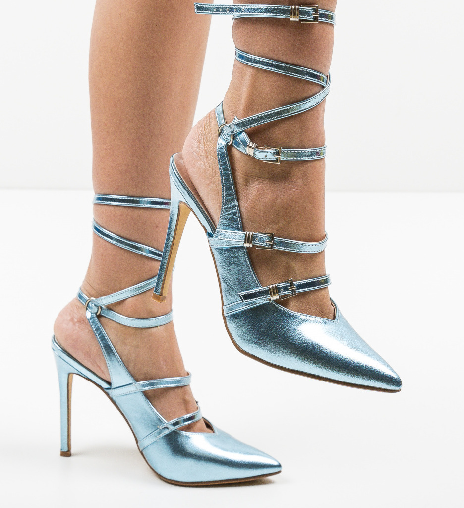 Pantofi Janem cu Toc Albaștri | Eleganță Modernă - imagine 5