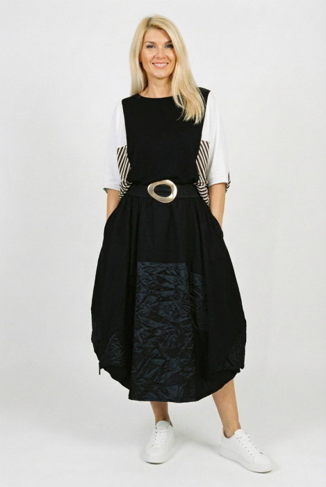 Fusta Midi Balon Neagra | Shopika Romania