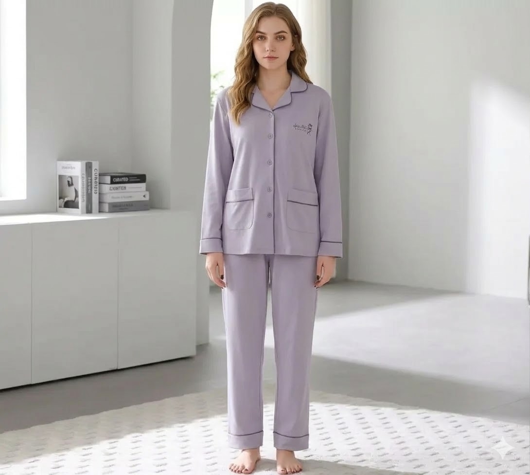 Pijama dama Warm Love Mov, 2 piese, Delis - imagine 2