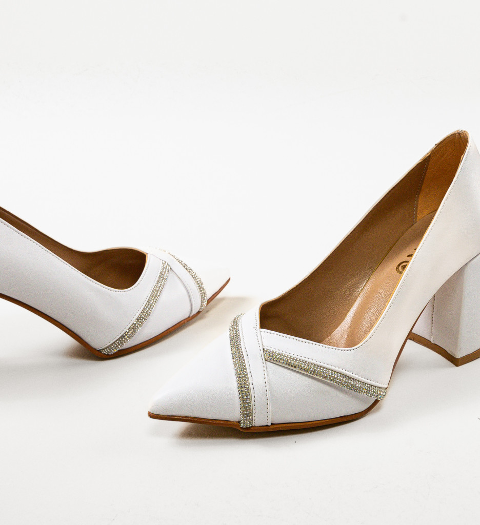 Pantofi Dama Crysta Albi - Eleganță Pură - imagine 5