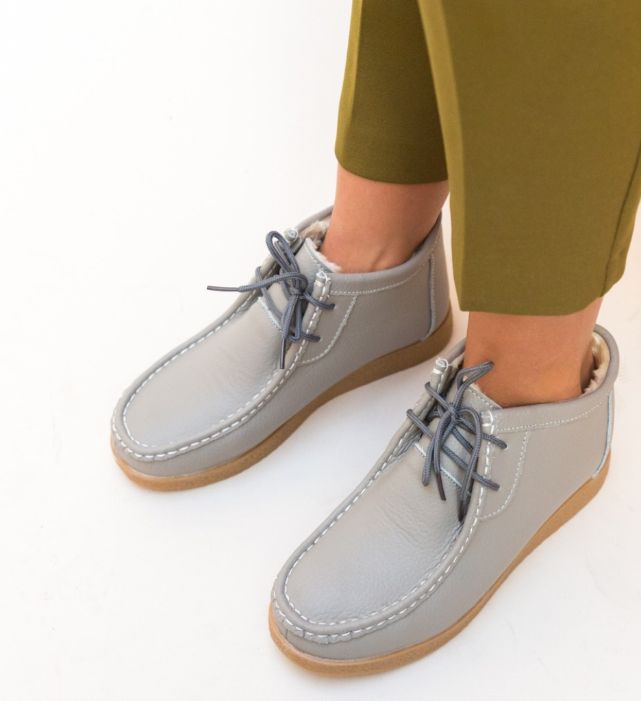 Pantofi Casual Munela Gri - Confort & Stil - imagine 4
