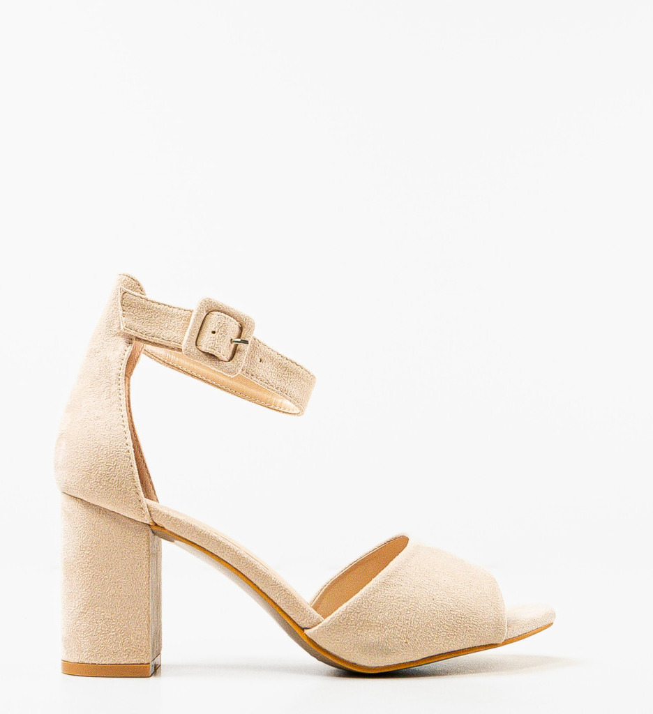 Sandale Dama Portuguese Bej cu Toc Elegante - imagine 4