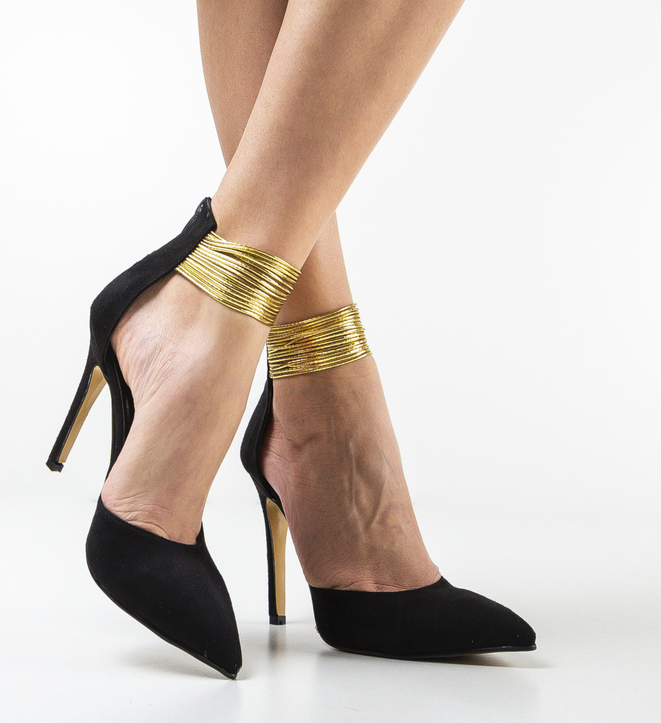 Pantofi Greky Negri Eleganți - Toc Comfort - imagine 3