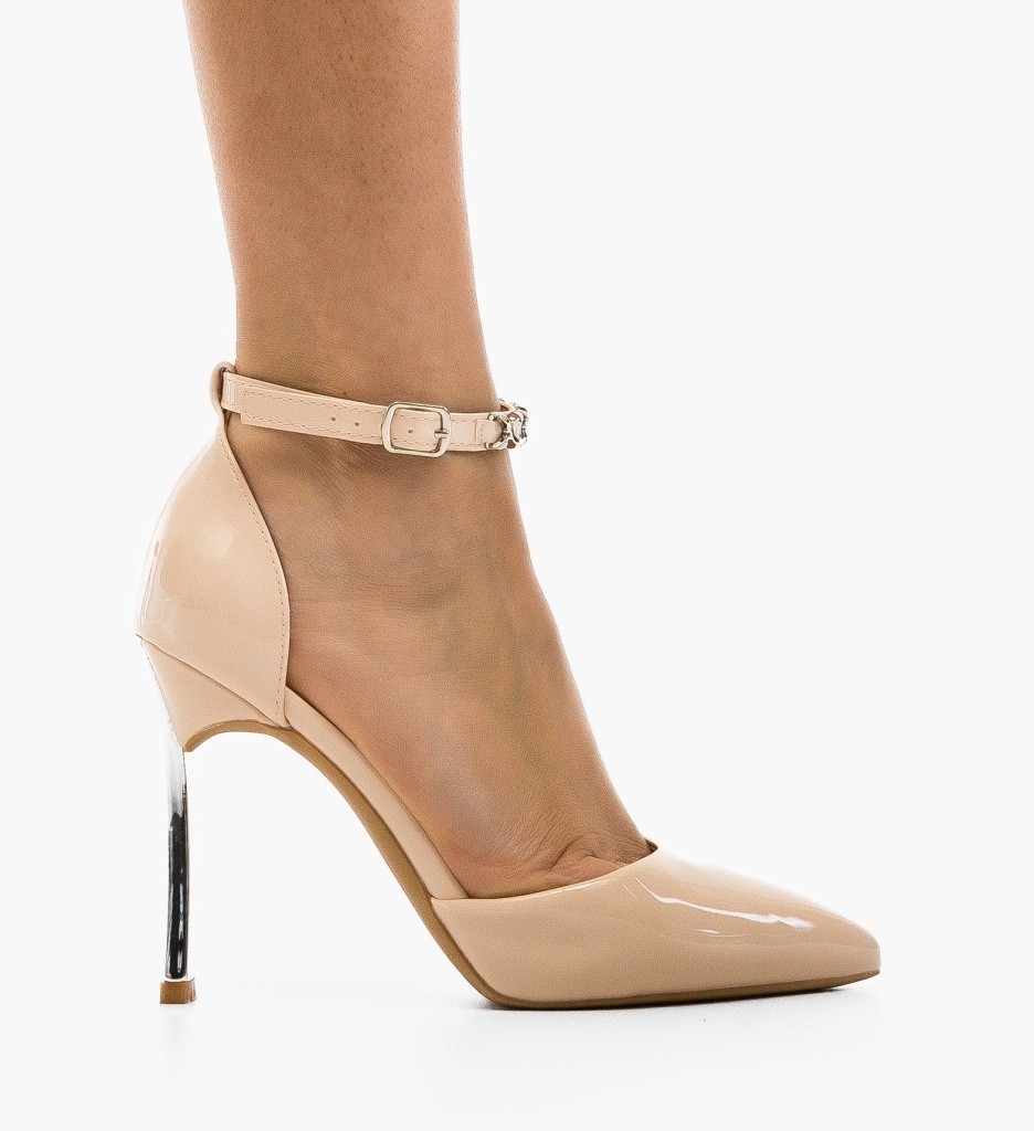 Pantofi Dama Jajutra Bej Eleganți cu Toc - imagine 6
