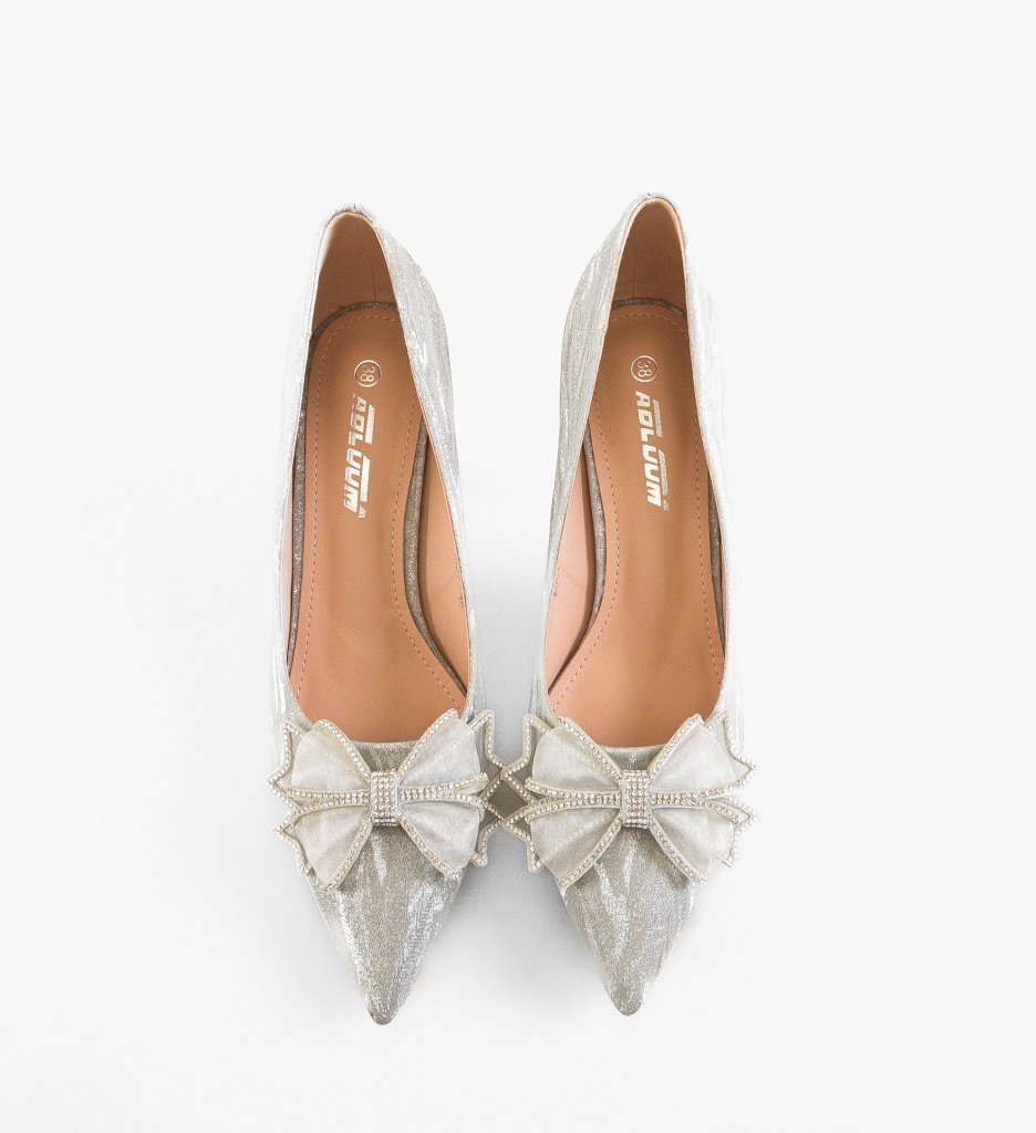 Pantofi Stiletto Argintii Teuni | Look Elegant - imagine 4