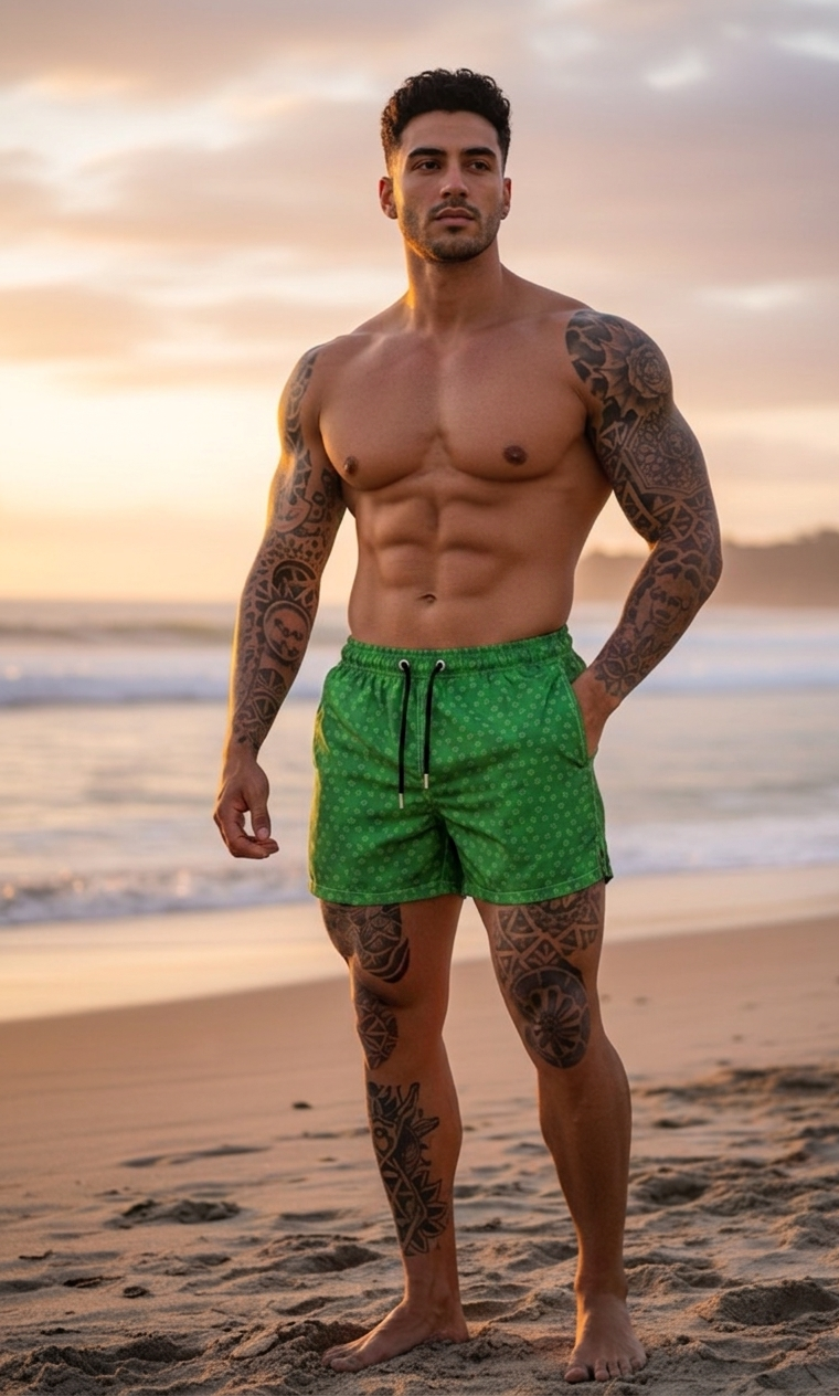 Sort de Baie Barbati Verde Casual | Confort - imagine 2