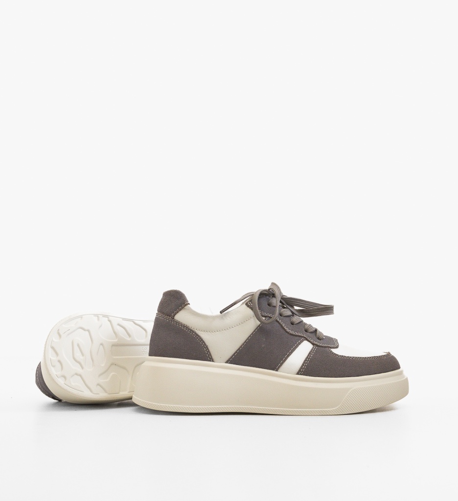 Sneakers Miriam Gri din Piele | Confort & Stil - imagine 3