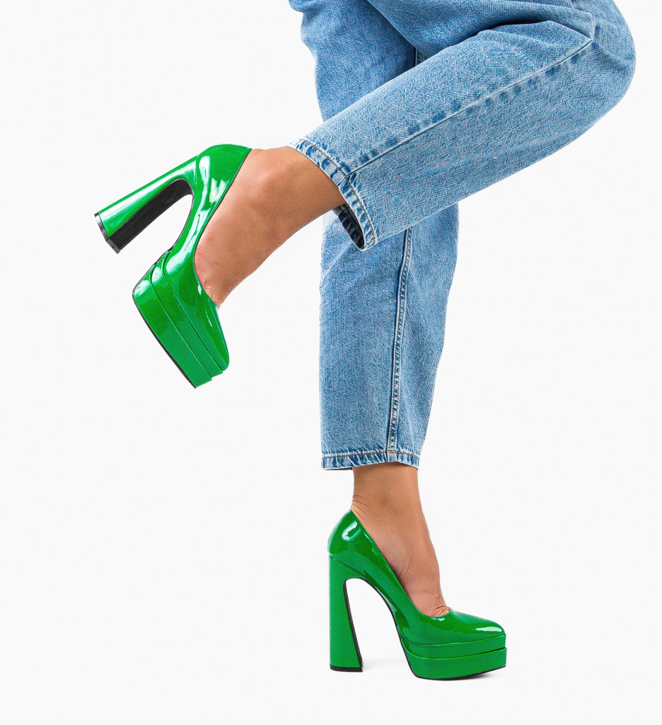 Pantofi Toc Dyscarpe Verzi | Stil Unic - imagine 2