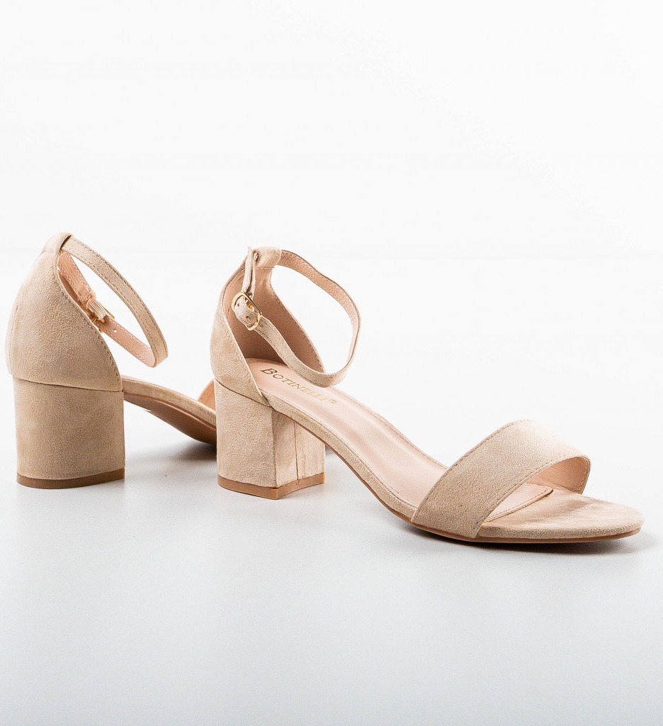 Sandale Banat Bej Elegante cu Toc - imagine 7