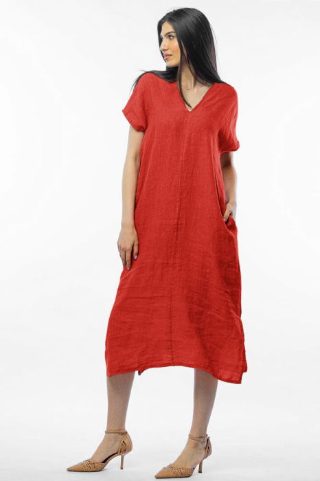 Rochie Lungă In Caramiziu Shopika | Eleganță Naturală