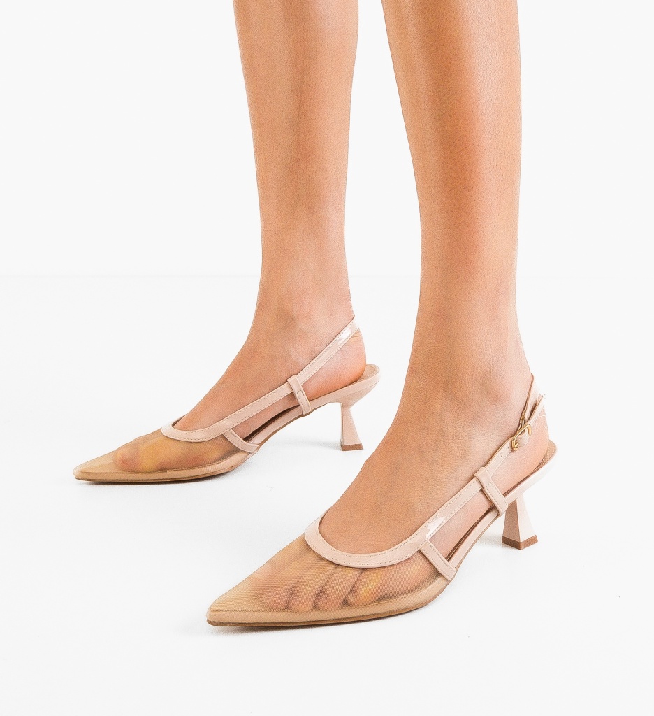 Pantofi Dama Laure Nude cu Toc Elegant - imagine 4