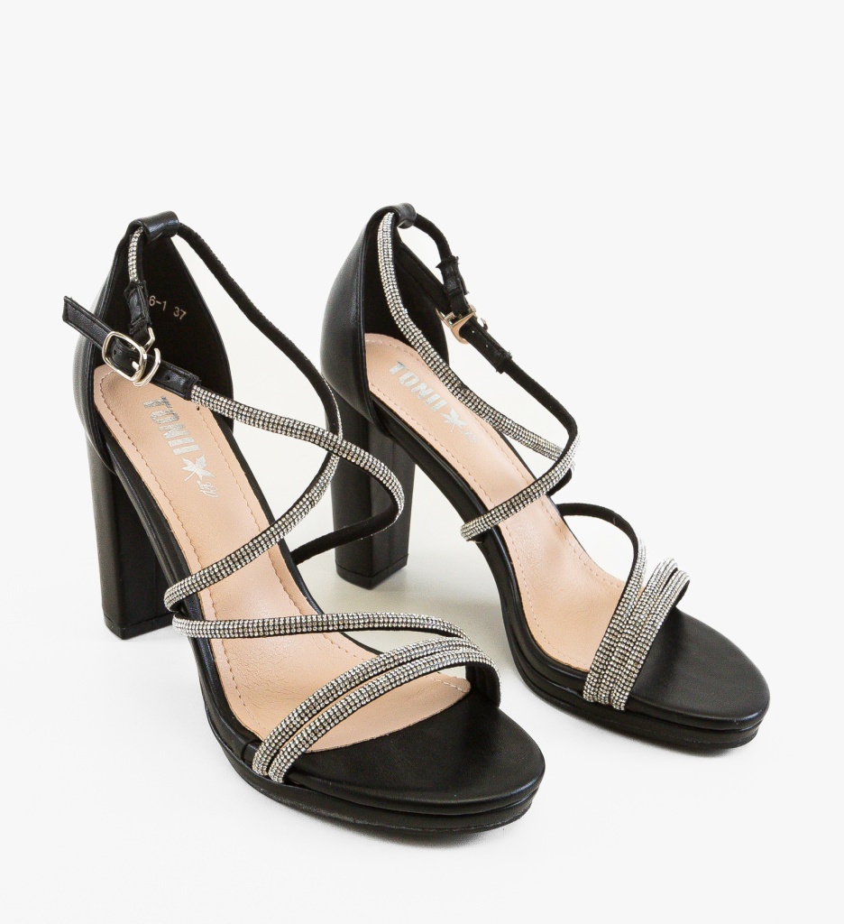 Sandale cu toc Pahare Negre - Eleganță și Stil - imagine 5
