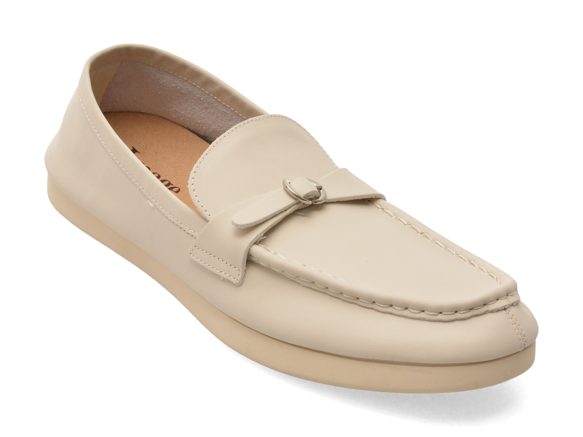 Mocasini IMAGE albi din piele naturală