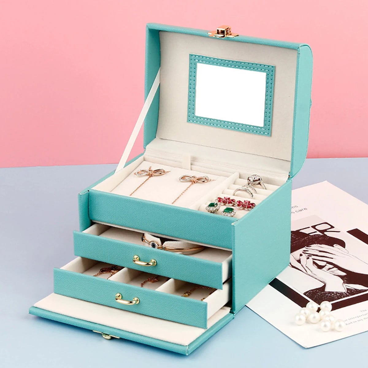 Cutie Bijuterii Xylia AC011 Albastru | Organizare - imagine 2