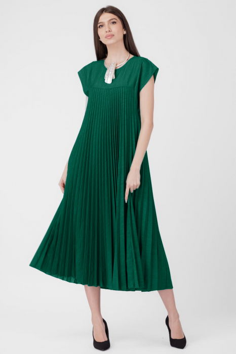 Rochie Plisată Shopika Verde | Fără Călcare
