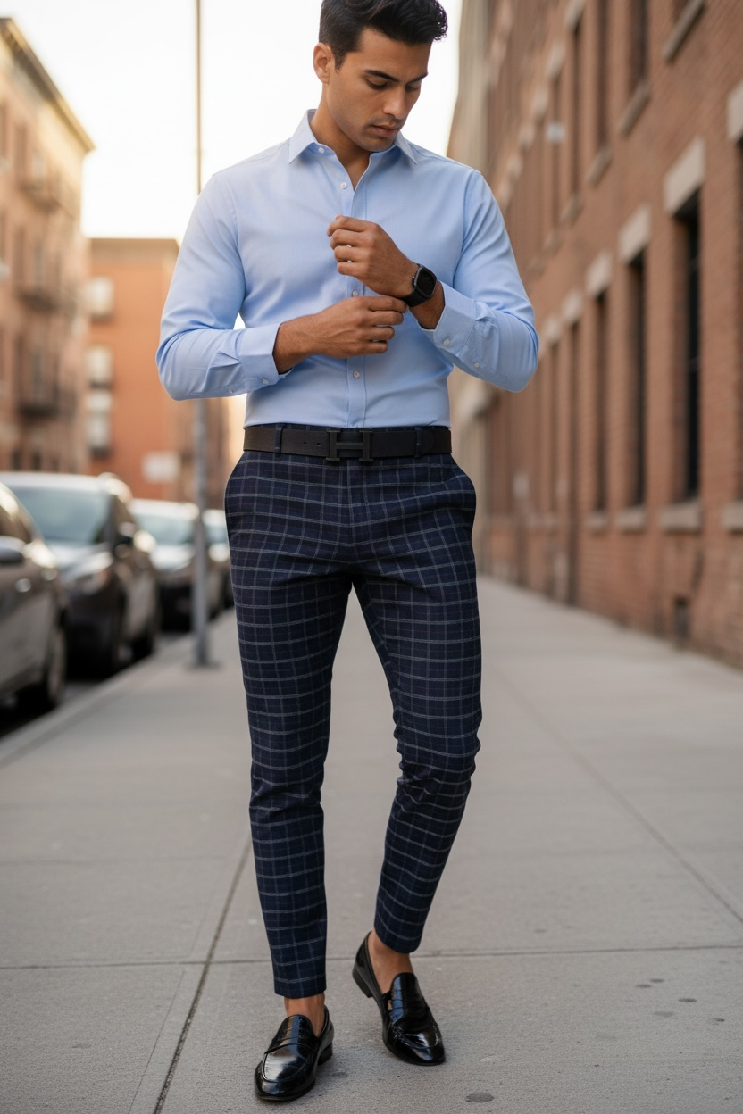Pantaloni Barbati Eleganti Conici B1732 | Stil Modern - imagine 2