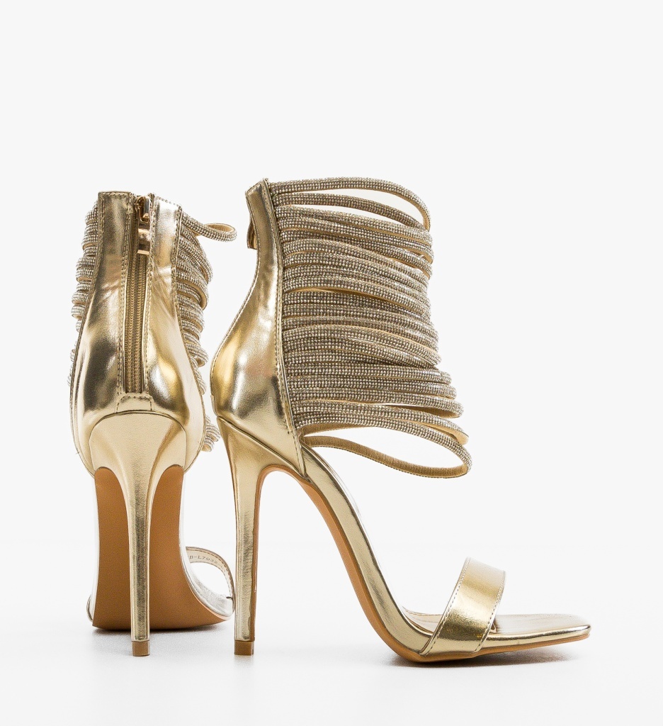 Sandale Dama Pone Aurii cu Toc Elegante - imagine 3