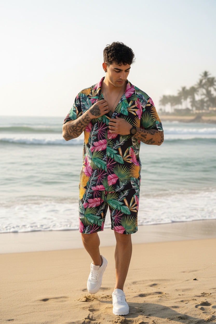 Compleu de vara camasa cu imprimeu + pantaloni 5506 19-1.1