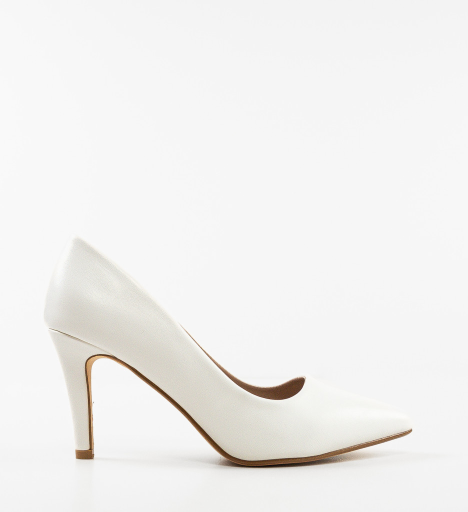 Pantofi Taylor Albi cu Toc Eleganți - Design Modern - imagine 5