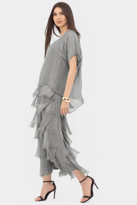 Rochie Eleganta Matase cu Volane | Shopika