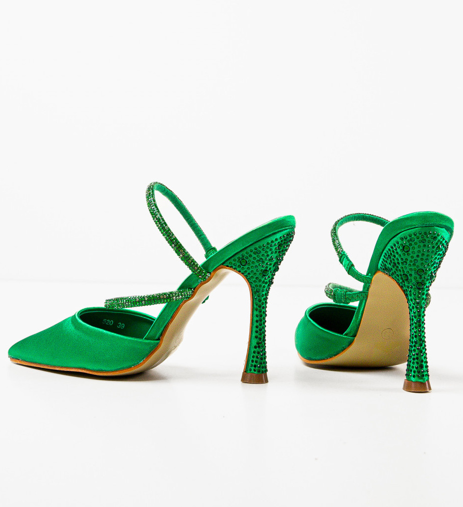 Pantofi Ilean Verzi Eleganți cu Toc - imagine 5