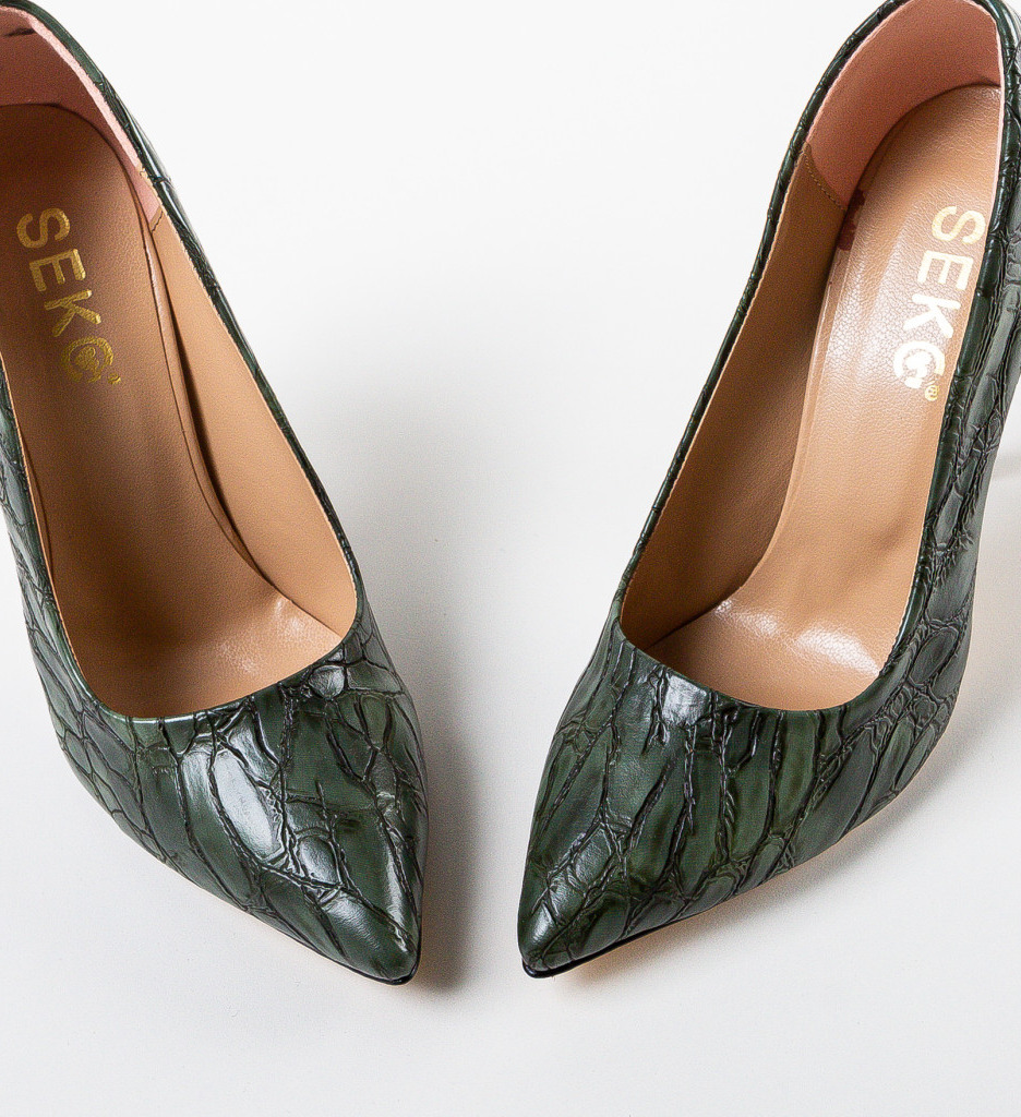 Pantofi Kring Verzi cu Toc Eleganți - imagine 7