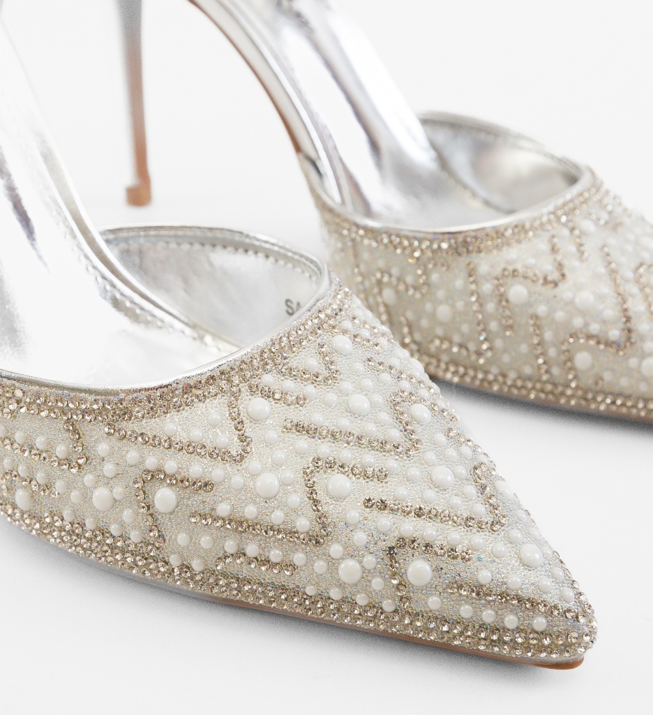 Pantofi cu Toc Regal Argintii Eleganți - imagine 5