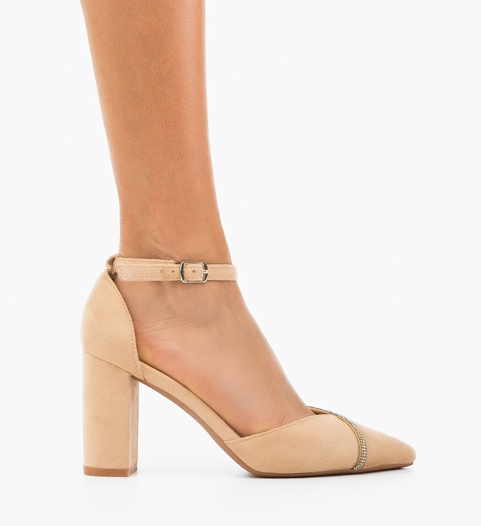 Pantofi Cemere Bej cu Toc Eleganți - imagine 5
